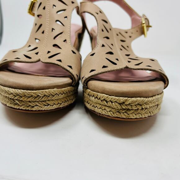 Taryn Rose Espadrille Rope Wedge Sandals Open Toe Champagne - 8 - Picture 5 of 7